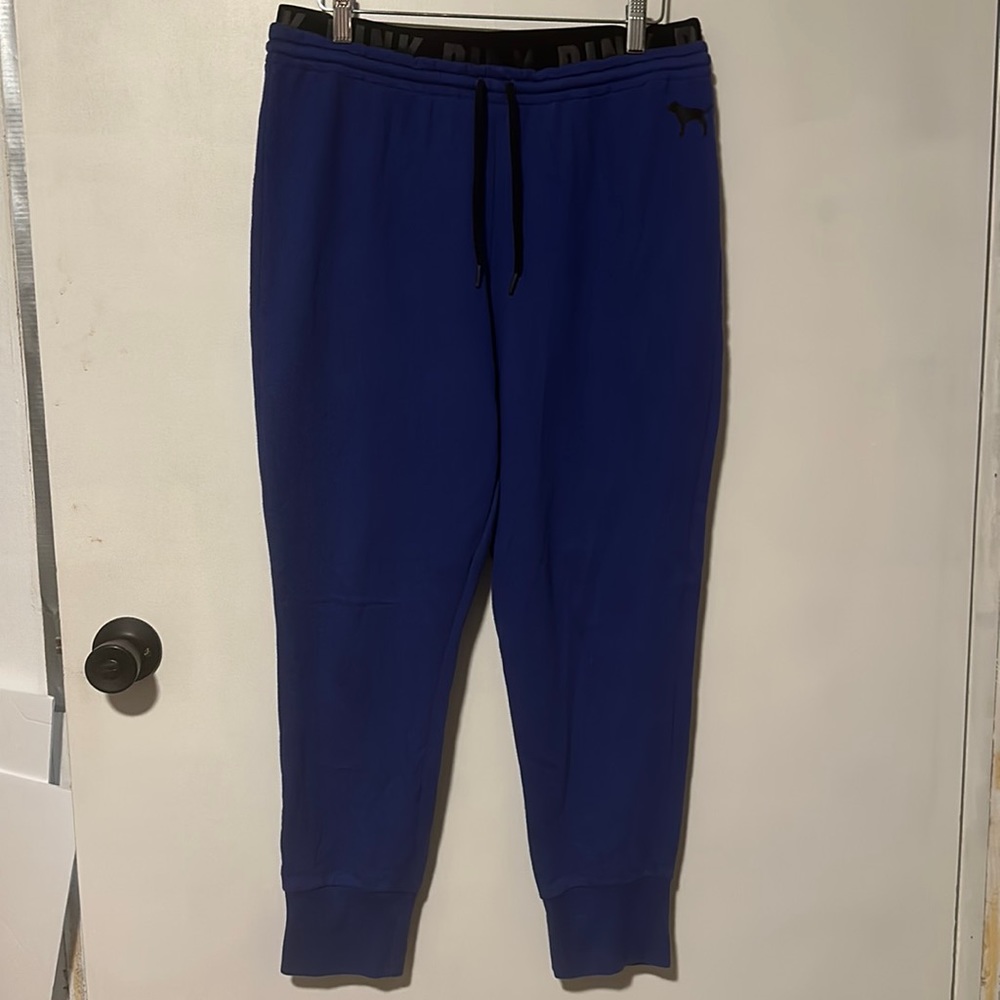 PINK joggers in a royal blue. EUC elastic waistband with drawstring. Size large